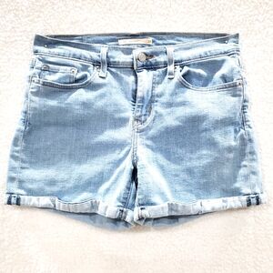Levi's Blue Mid Length Cuffed Denim Jean Shorts Stretch